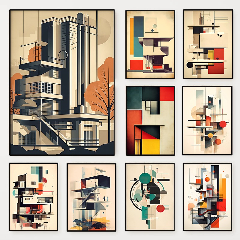 Photography Geometry - Póster de boceto de arquitectura Bauhaus